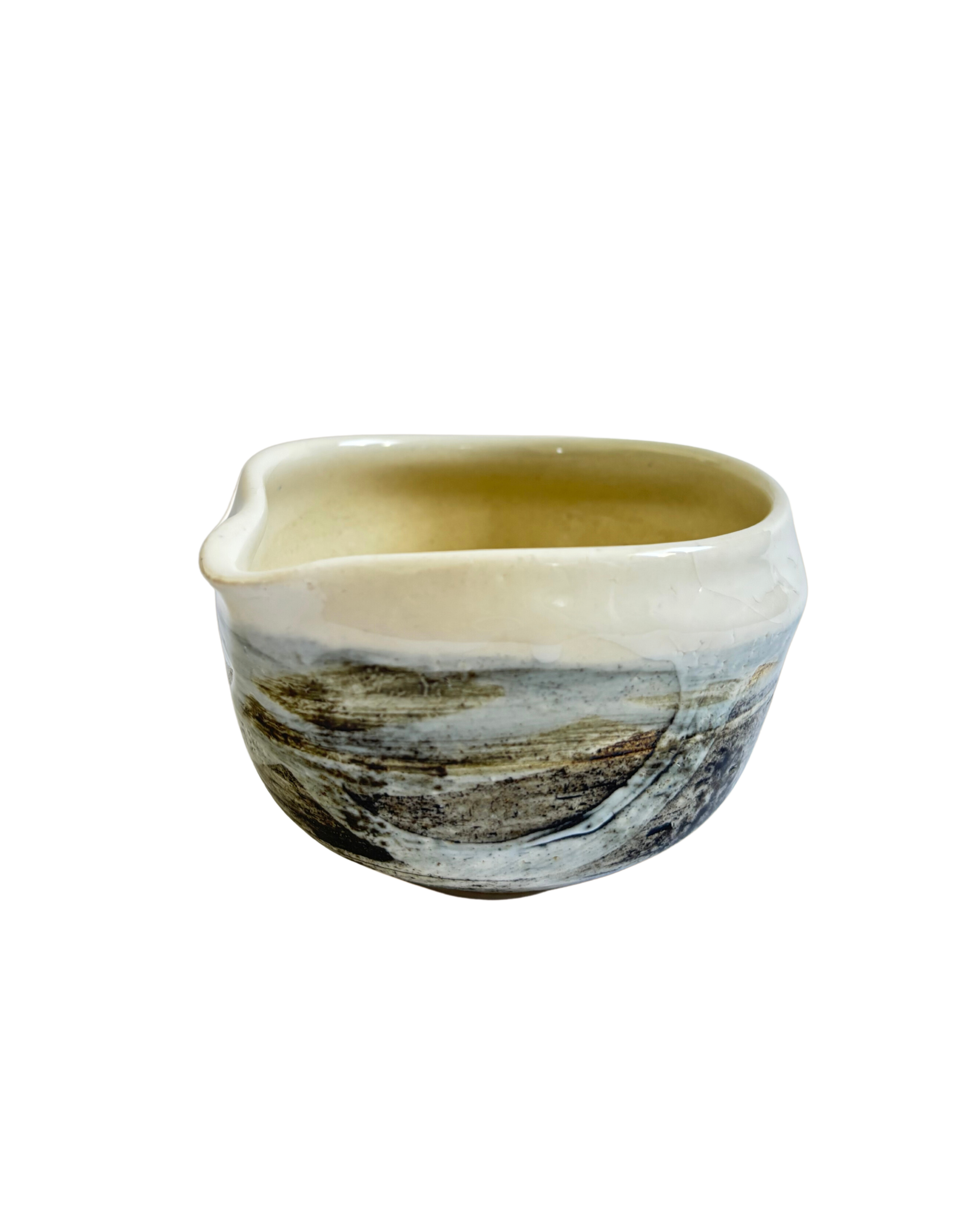 Frost Dew Bowl -- Crackle Glaze with Pouring Spout