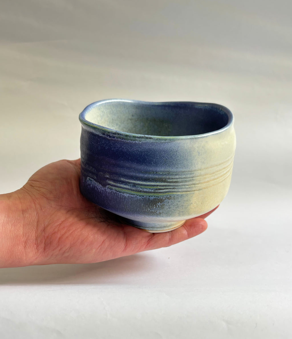 Nami Bowl -- Ceramic Blue Matcha Bowl