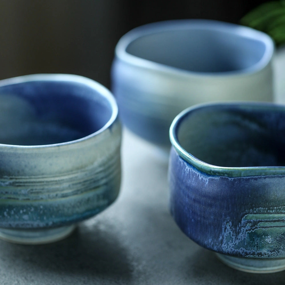 Nami Bowl -- Ceramic Blue Matcha Bowl